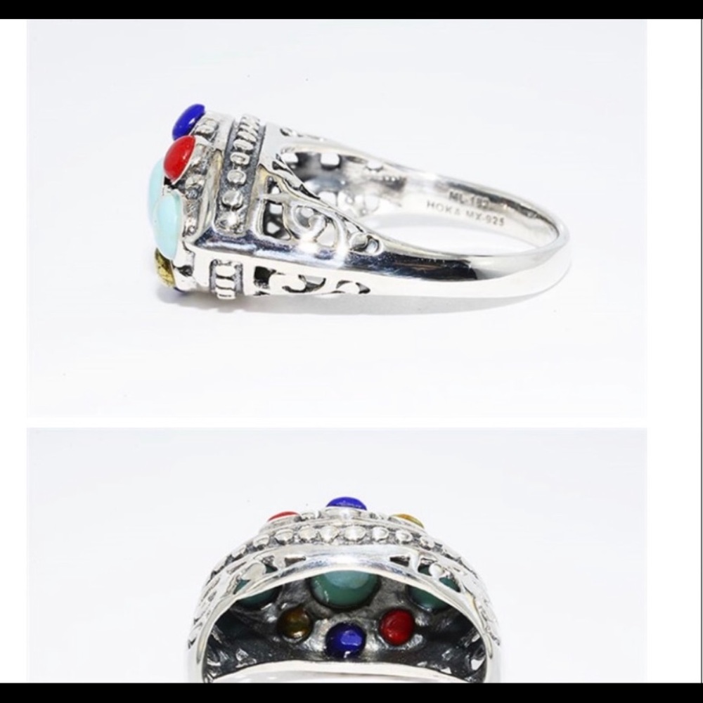 Turquoise Multi Gemstone Ring - image 7